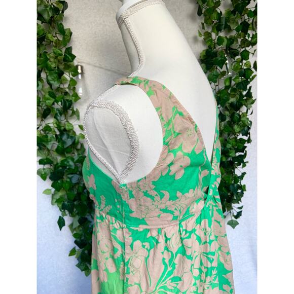 Old Navy Made in Indonesia Floral Green and Tan Mini Dress Women’s Size Small - Picture 8 of 9